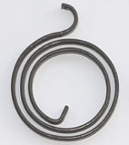 Coiled metal spring on a white background
