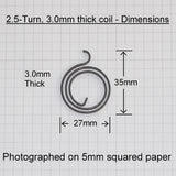 Coil with dimensions labeled on a grid background