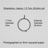 1.5 Turn Door Handle Spring - Dimensions