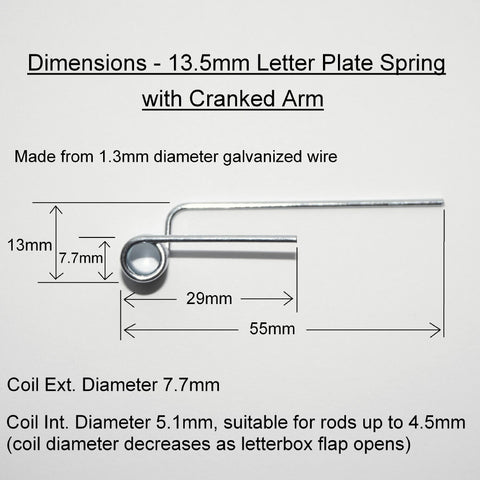 13.5mm Letter Plate Spring with Cranked Arm (1.3mm wire), Pack of 2 ...