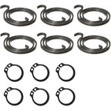 2+1/2 Turn, 2.5mm thick, Black Zinc Coated Door Handle Springs plus Circlips (Available in packs of 6, 10 and 20)