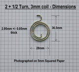Dimensions - Door Handle Spring 2+1/2 turn, 3mm thick
