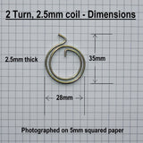 Dimensions - Door Handle Spring 2-turn coil, 2.5mm thick