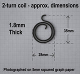 Dimensions - Door Handle Springs 2T, 28mm/1.8mm