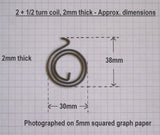 Dimensions - Door Handle Springs (2+1/2)T, 30mm/2mm